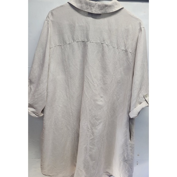 Lane Bryant Linen Blend Shirt‎ Dress Beige Button Front Tab Sleeve Plus Sz 24 - Picture 7 of 10